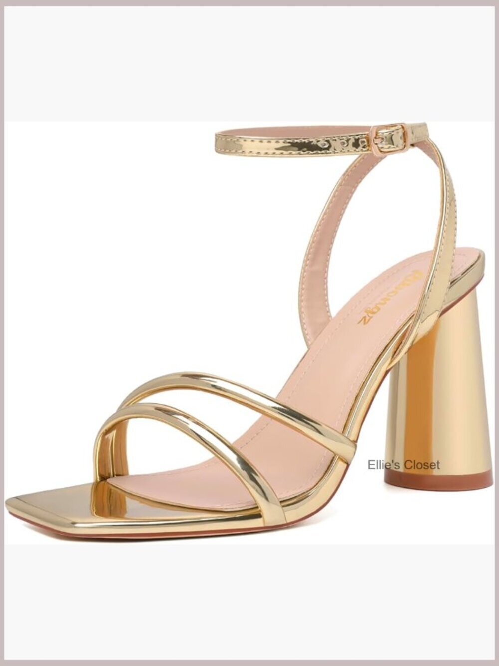Block Heels Chunky Square Open Toe Strappy Ankle Strap High Heels Sandals for